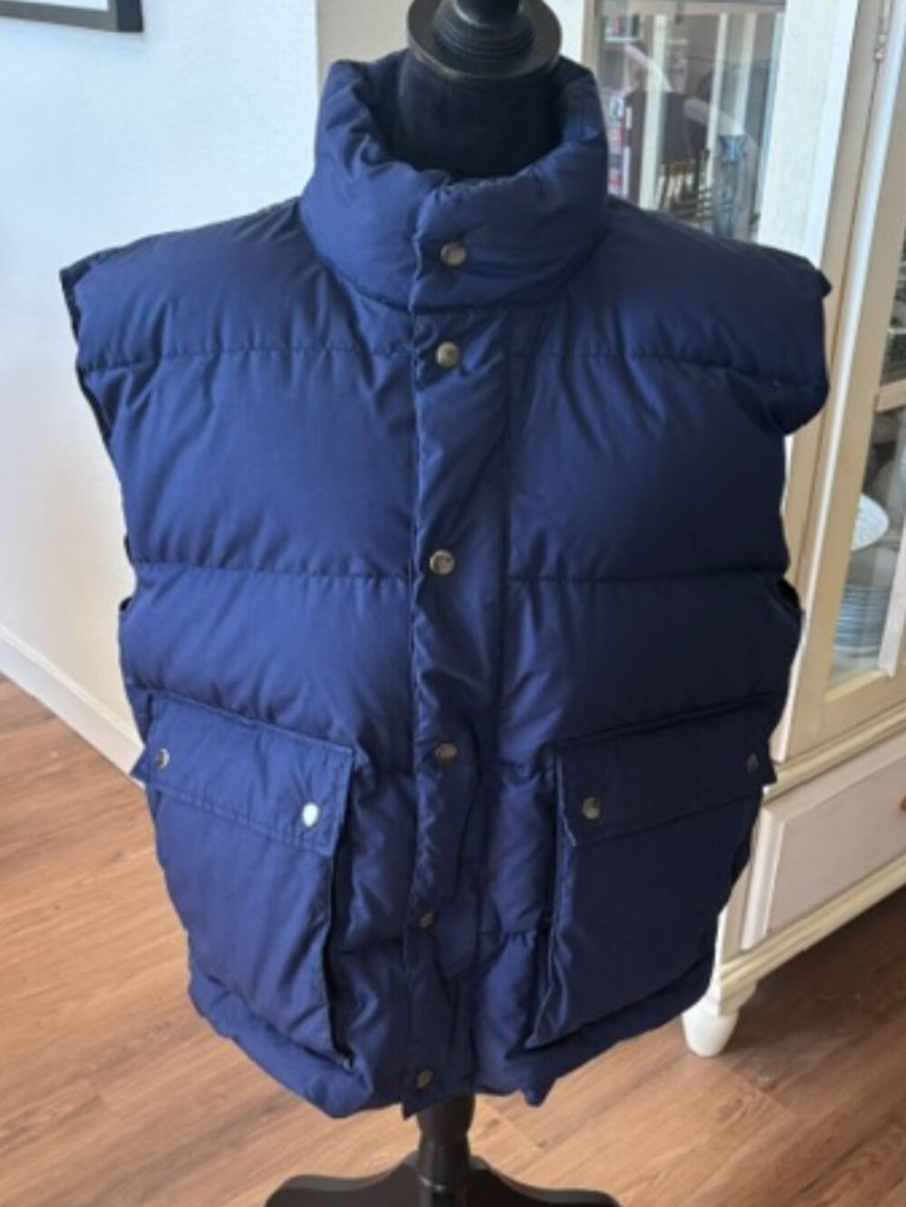 Woodlake Mens Navy Insulated Down & Feather Filled Puffer Vest EUC Large